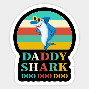 Daddy Shark Doo Doo Doo Vintage funny gift Fathers Day Sticker